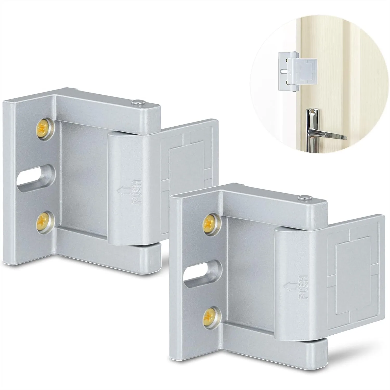 2 Pack Door Latches for Top of Door, Silver Reinforcement Lock for Home Security with Stainless Steel Screws
2 Pack Door Latches for Top of Door, Silver Reinforcement Lock for Home Security with Stainless Steel Screws