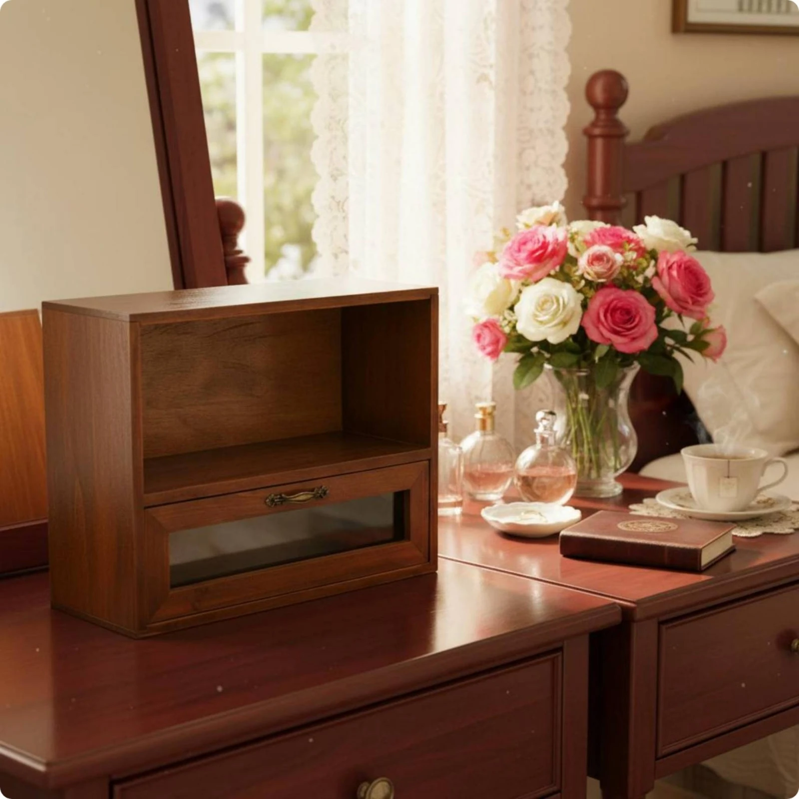 Wood Desktop Organizer Vintage Design Countertop Organizer Wooden Storage Cabinet Glass Door Panels Desk Storage Box
Wood Desktop Organizer Vintage Design Countertop Organizer Wooden Storage Cabinet Glass Door Panels Desk Storage Box