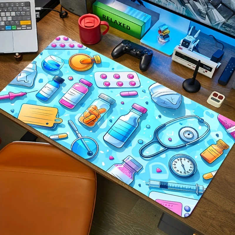 Mouse Pad Cartoon Medical Tools Non-Slip Nurses Doctors Mouse Mat Computer Desk Mat Gaming Room Desk Accessory Gaming Mousepad