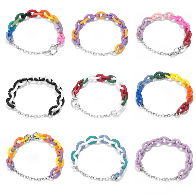 NEW 925 Silver Charms Hard Rubber X Rainbow Bracelet for Women Men Trend Original DIY Finished Link Chain Bracelet 23CM
NEW 925 Silver Charms Hard Rubber X Rainbow Bracelet for Women Men Trend Original DIY Finished Link Chain Bracelet 23CM