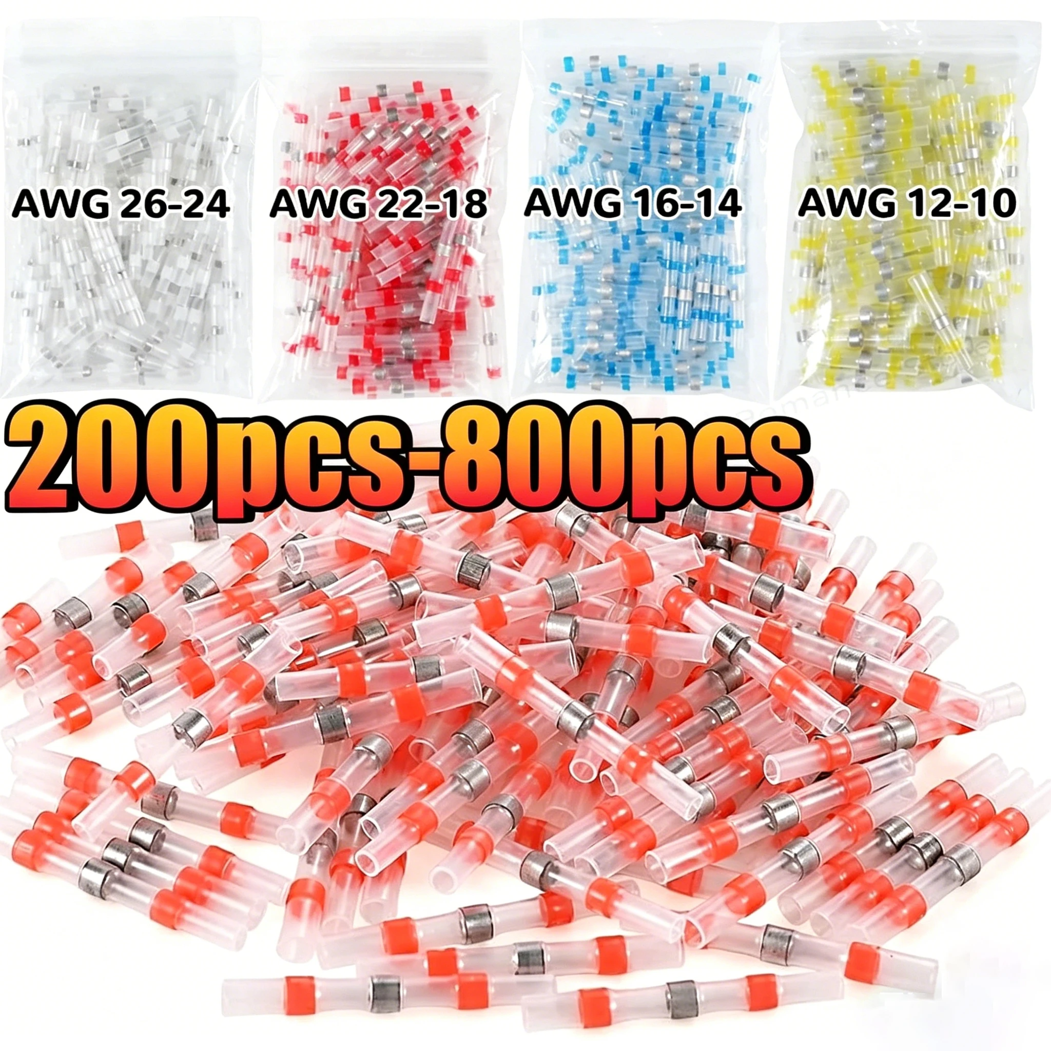 Waterproof Solder Seal Heat Shrink 4 Colors set Butt Splice Connectors Self-Soldering Wire Terminals with Hot Melt Glue
Waterproof Solder Seal Heat Shrink 4 Colors set Butt Splice Connectors Self-Soldering Wire Terminals with Hot Melt Glue