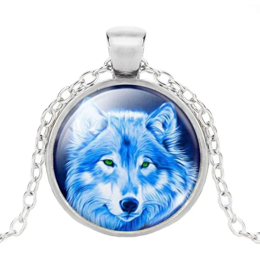 European And American Wolf Time Gem Cabochon Necklace Alloy Glass Pendant Clavicle Chain
European And American Wolf Time Gem Cabochon Necklace Alloy Glass Pendant Clavicle Chain