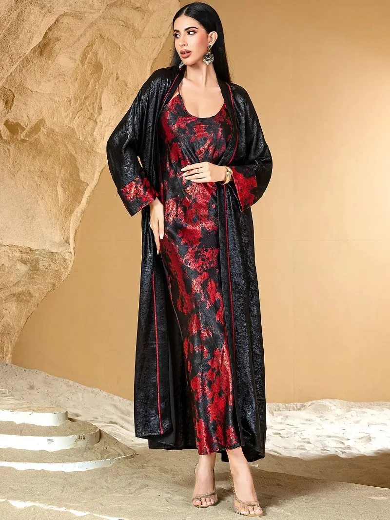 Eid Women Dress Muslim Abaya Print 2 Piece Set Floral Cardigan with Inner Dress Vestido Largos Jalabiya Ramadan Kaftan Arab 2025
Eid Women Dress Muslim Abaya Print 2 Piece Set Floral Cardigan with Inner Dress Vestido Largos Jalabiya Ramadan Kaftan Arab 2025