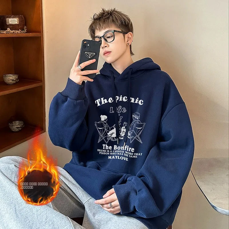 Hooded Sweatirt Men's Winter Thiened Fce Lined Jaet Youth Casual Faion Print Loose Fit No Ironing Required
Hooded Sweatirt Men's Winter Thiened Fce Lined Jaet Youth Casual Faion Print Loose Fit No Ironing Required