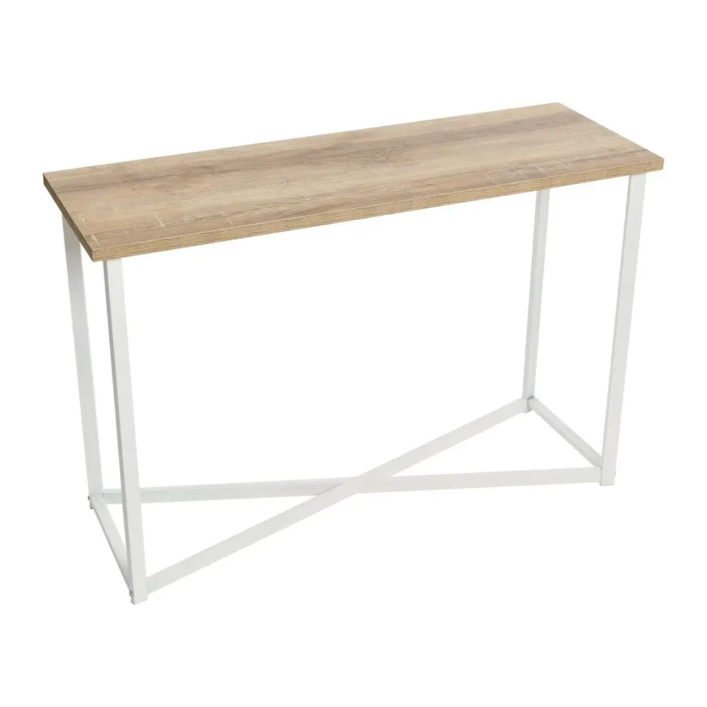 Jamestown Console Sofa Table Coastal Oak Rustic Wood Grain and White Metal
Jamestown Console Sofa Table Coastal Oak Rustic Wood Grain and White Metal