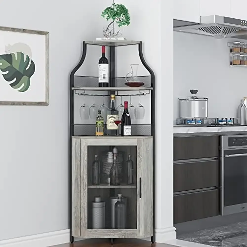 Corner Wine Bar Cabinet with Large Storage Space Detachable Wine Rack Glass Holder and Mesh Elegant and Durable Design Home Bar
Corner Wine Bar Cabinet with Large Storage Space Detachable Wine Rack Glass Holder and Mesh Elegant and Durable Design Home Bar