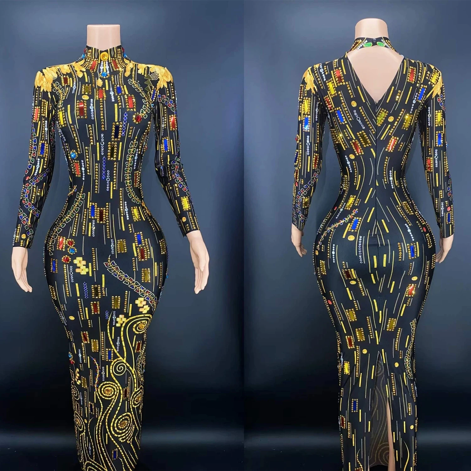 Shiny luxury Wedding Party Rhinestone Prom Evening Sexy Women Long Dress Singer Crystal Birthday Dress Stage Costumes
Shiny luxury Wedding Party Rhinestone Prom Evening Sexy Women Long Dress Singer Crystal Birthday Dress Stage Costumes