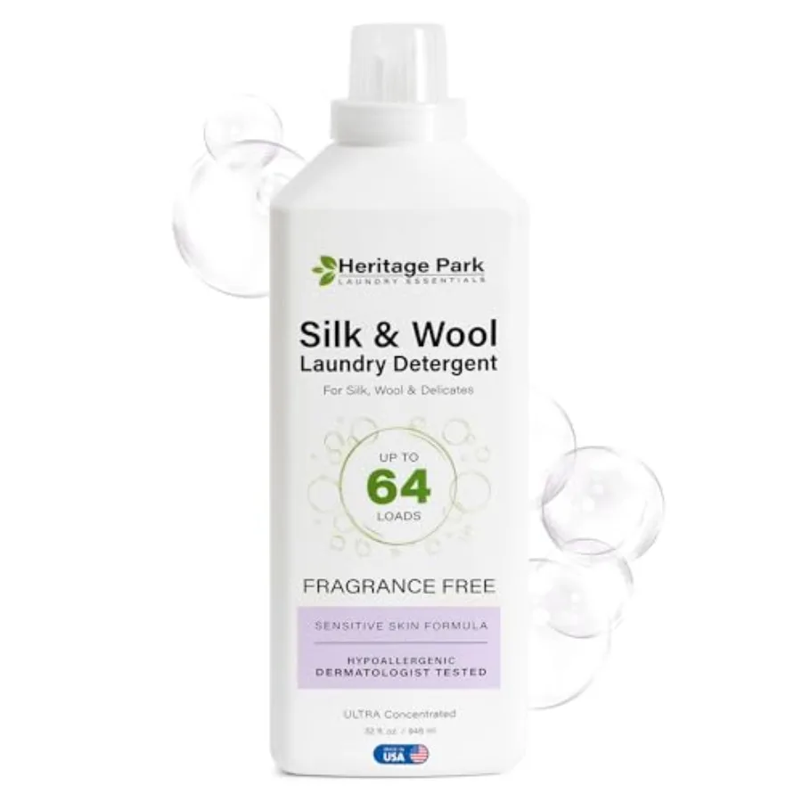 Heritage Park Silk Wool, Hypoallergenic, pH-Neutral Laundry Detergent - Dermatologist-tested, Sensitive Skin-Friendly, Enzyme-F
Heritage Park Silk Wool, Hypoallergenic, pH-Neutral Laundry Detergent - Dermatologist-tested, Sensitive Skin-Friendly, Enzyme-F