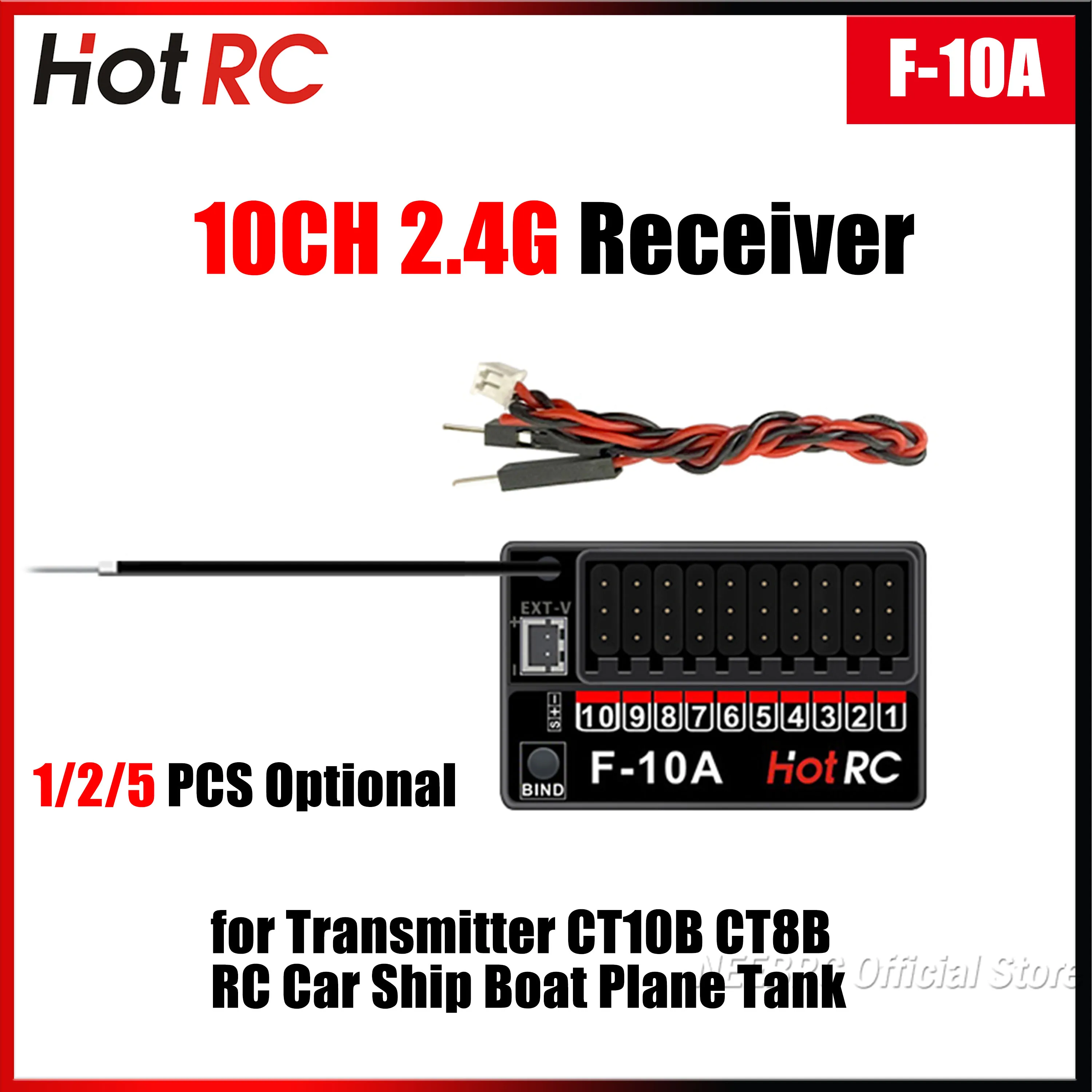 HotRC 10CH 2.4GHz F-10A PWM Receiver 4V-9V DC for CT-10B HT-10A Transmitter Remote Control Car Boat Ship Plane Tank Model Toy
HotRC 10CH 2.4GHz F-10A PWM Receiver 4V-9V DC for CT-10B HT-10A Transmitter Remote Control Car Boat Ship Plane Tank Model Toy