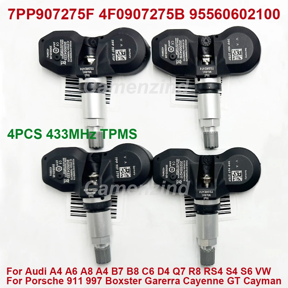 4PCS Tire Pressure Sensor TPMS 433MHz 7PP907275F 4F0907275B 95560602100 For Audi A4 A6 A8 Vw Porsche 911 997 BOXSTER CAYENNE GT
4PCS Tire Pressure Sensor TPMS 433MHz 7PP907275F 4F0907275B 95560602100 For Audi A4 A6 A8 Vw Porsche 911 997 BOXSTER CAYENNE GT