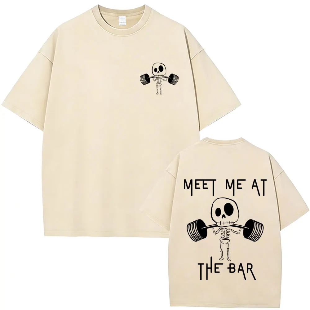 Washed Vintage Meet Me At The Bar Funny Skeleton Graphic T-shirt Men Women Gym Fitness Oversized T Shirts Male Casual Streetwear
Washed Vintage Meet Me At The Bar Funny Skeleton Graphic T-shirt Men Women Gym Fitness Oversized T Shirts Male Casual Streetwear