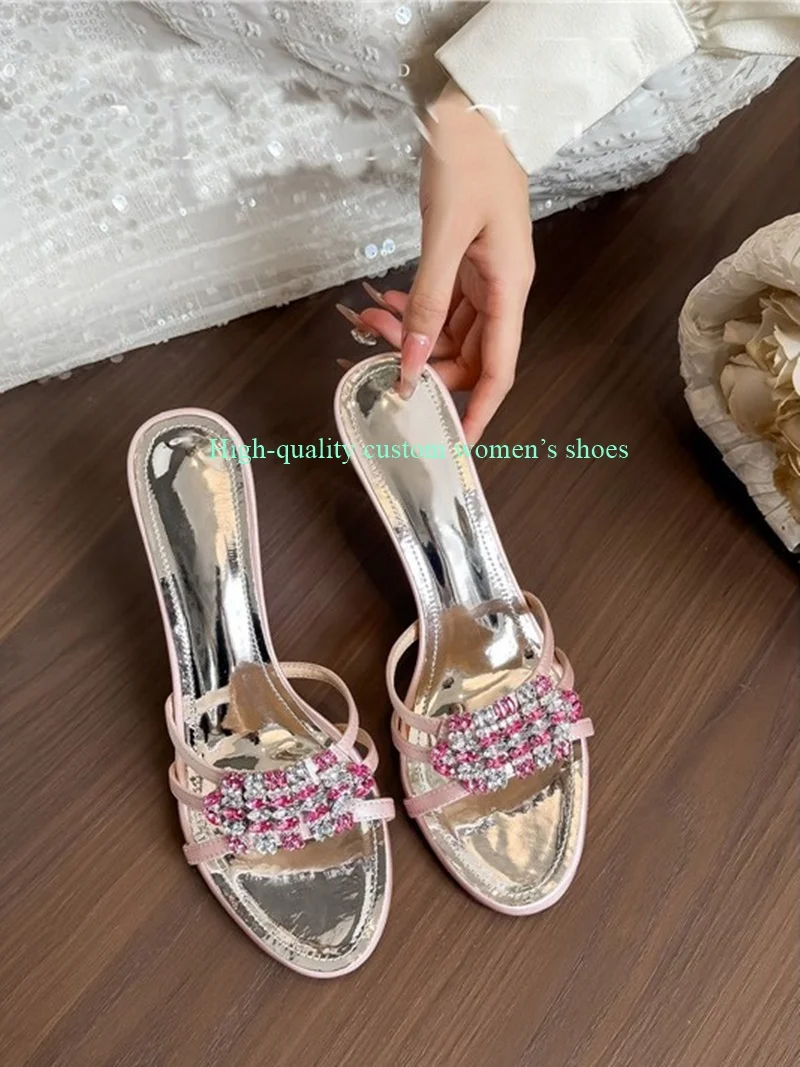 Pointed Toe Toes Thin-Strap Combination Embellished With Rhinestones Women's Summer Slippers Stiletto Heels Luxury Sandals
Pointed Toe Toes Thin-Strap Combination Embellished With Rhinestones Women's Summer Slippers Stiletto Heels Luxury Sandals