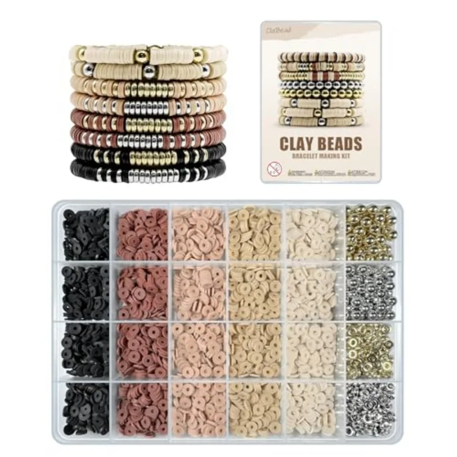 Bracelet Making Kit 3200Pcs, Clay Beads Bracelet Kit with Gold Beads and Sliver Beads Earth Tone
Bracelet Making Kit 3200Pcs, Clay Beads Bracelet Kit with Gold Beads and Sliver Beads Earth Tone