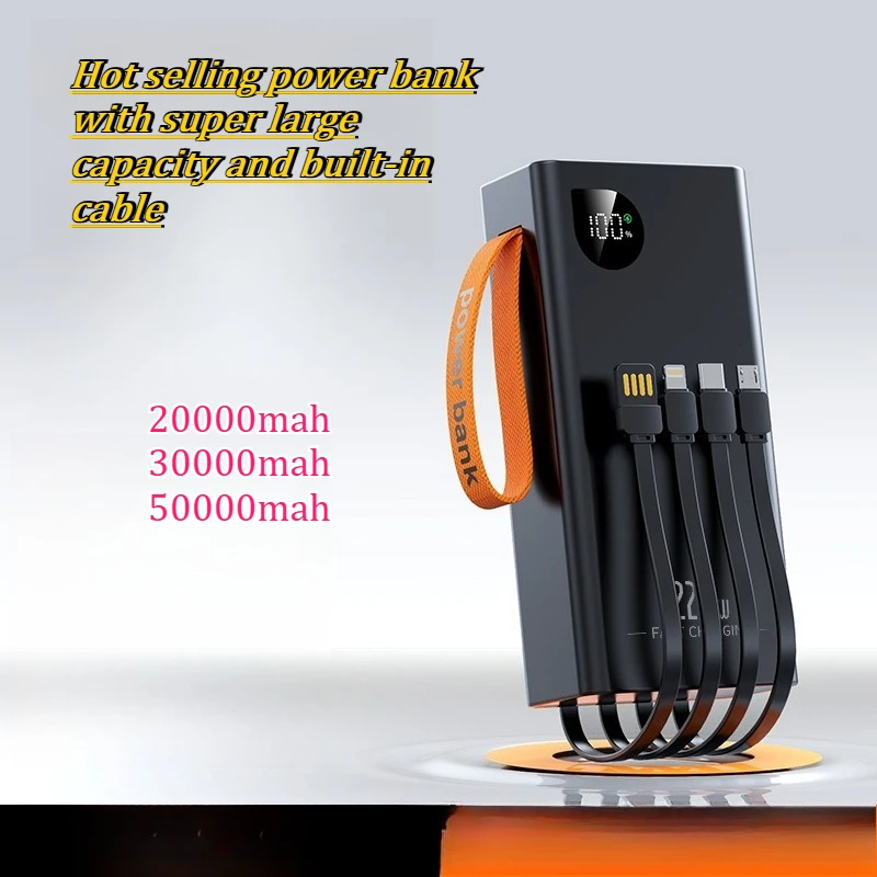 50000mAh Power Bank with Large Capacity Built-in Cable Fast Charging Long Battery Life Stable Mobile Power Bank
50000mAh Power Bank with Large Capacity Built-in Cable Fast Charging Long Battery Life Stable Mobile Power Bank