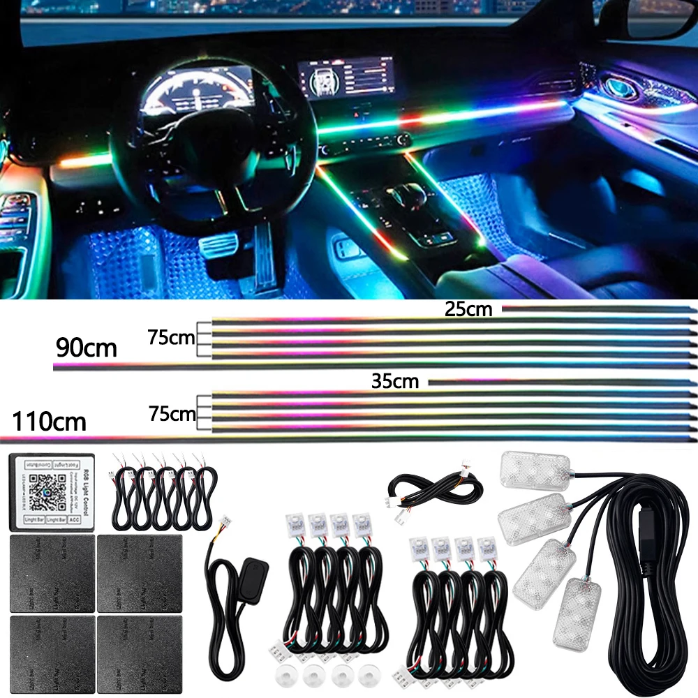 Symphony Car Ambient Light RGBIC Interior Decoration LED Strip Acrylic 213Color Neon Streamer Atmosphere Lamp 18 in 1 12V By App
Symphony Car Ambient Light RGBIC Interior Decoration LED Strip Acrylic 213Color Neon Streamer Atmosphere Lamp 18 in 1 12V By App