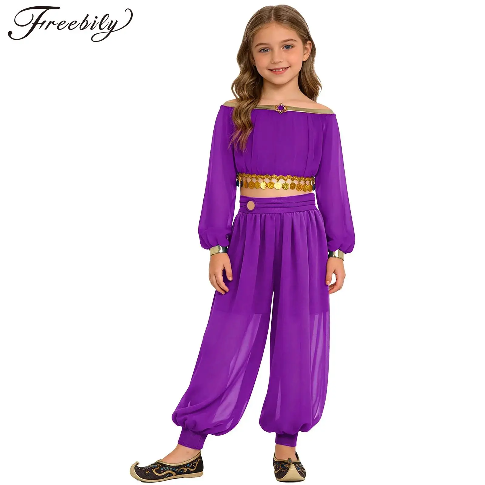Kids Girls Halloween Arabian Princess Costume Carnival Party Belly Dance Outfit Sequin Tassels Crop Top with Side Split Pants
Kids Girls Halloween Arabian Princess Costume Carnival Party Belly Dance Outfit Sequin Tassels Crop Top with Side Split Pants