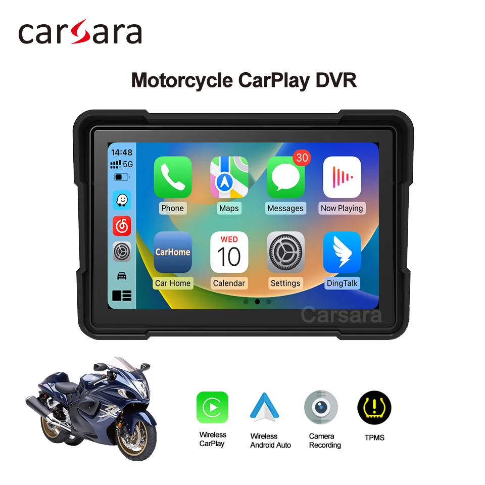 Wireless Motorbike CarPlay Screen Motorcycle Android Auto Display DVR Monitor Map Navigation Music Tablet with Front Rear Camera
Wireless Motorbike CarPlay Screen Motorcycle Android Auto Display DVR Monitor Map Navigation Music Tablet with Front Rear Camera