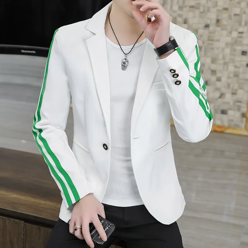 Green Striped Casual Blazers For Men Long Sleeve Slim Fit Luxury Spring New Fashion Easy Care Suits Coat Premium Terno Masculino
Green Striped Casual Blazers For Men Long Sleeve Slim Fit Luxury Spring New Fashion Easy Care Suits Coat Premium Terno Masculino