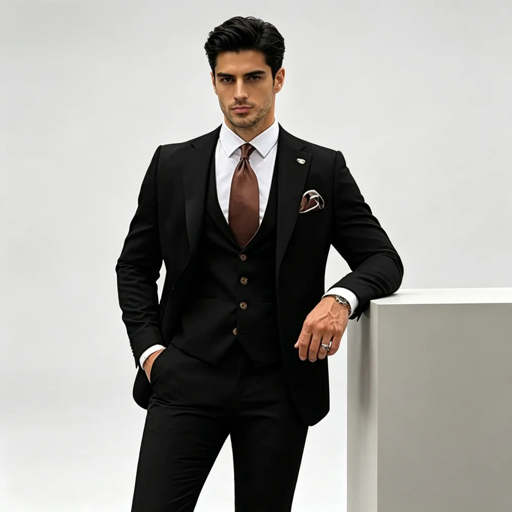 Мужской костюм-тройка Slim Fit: пиджак с отложным воротником, брюки, жилет – для свадьбы, деловых встреч и повседневного стиля
Мужской костюм-тройка Slim Fit: пиджак с отложным воротником, брюки, жилет – для свадьбы, деловых встреч и повседневного стиля