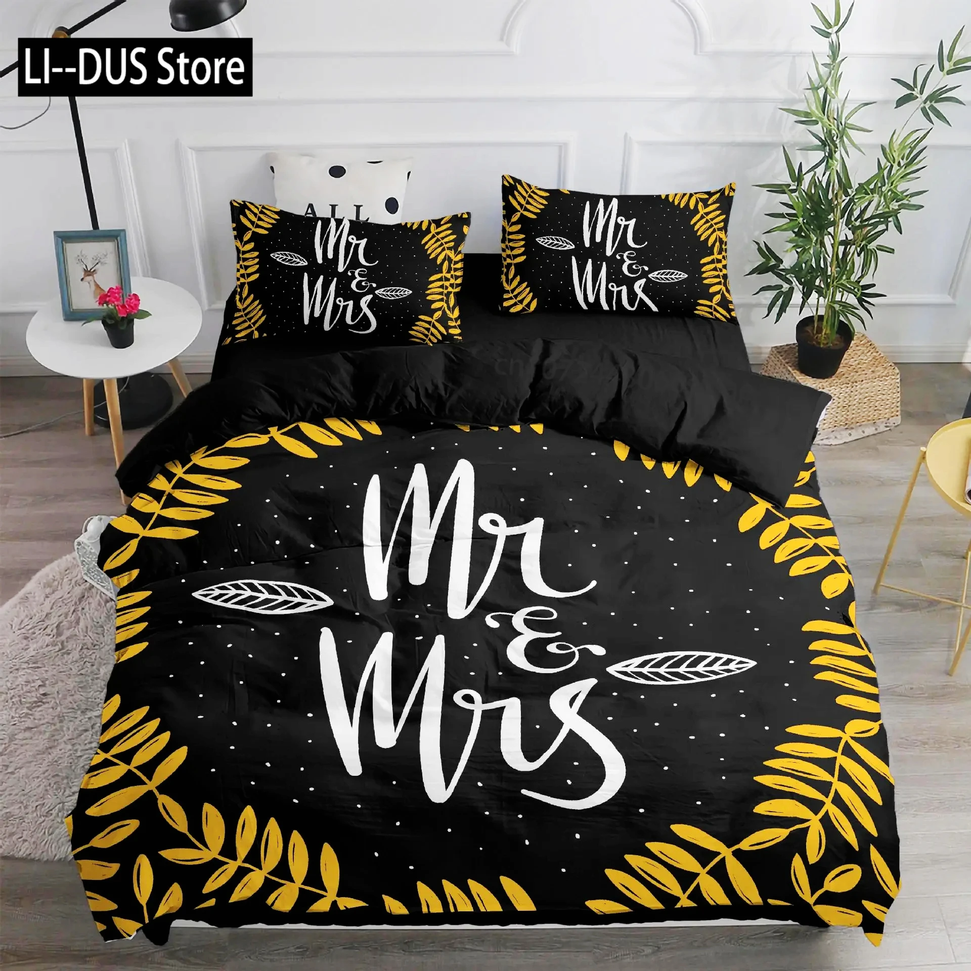 Black and White Duvet Cover Queen/King/Full Size Mr and Mrs Bedding Set 3Pieces Soft Microfiber Couple Romantic Comforter Cover
Black and White Duvet Cover Queen/King/Full Size Mr and Mrs Bedding Set 3Pieces Soft Microfiber Couple Romantic Comforter Cover
