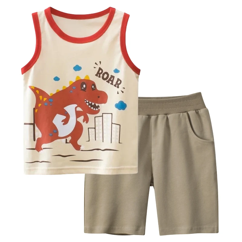 Children's Clothing Sets 2024 Summer New Boys Cartoon Dinosaur Sleeveless Vest Top + Beach Shorts Cotton Kid Clothes 2PCS
Children's Clothing Sets 2024 Summer New Boys Cartoon Dinosaur Sleeveless Vest Top + Beach Shorts Cotton Kid Clothes 2PCS