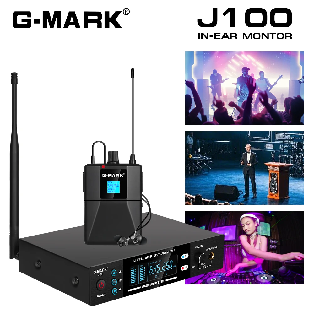 Стереосистема внутриканального монитора G-MARK J100, беспроводной сценический возврат для гитарной студии, выступления группы
Стереосистема внутриканального монитора G-MARK J100, беспроводной сценический возврат для гитарной студии, выступления группы