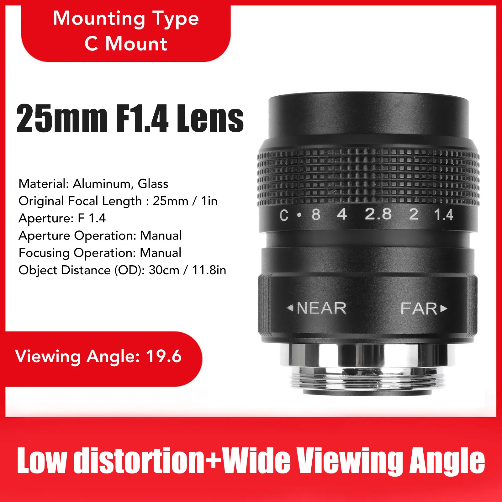 Объектив для камеры 25 мм F1.4 с креплением C-Mount, прочный корпус из алюминиевого сплава, ручная регулировка, усовершенствованная оптика для магазинов и складов
Объектив для камеры 25 мм F1.4 с креплением C-Mount, прочный корпус из алюминиевого сплава, ручная регулировка, усовершенствованная оптика для магазинов и складов