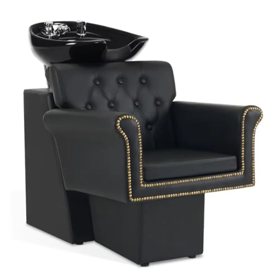 Black Shampoo Station Chair for Hair Stylist, Backwash Shampoo Ceramic Bowl and Chair Set for Salon, Home Salon, Barbershop 910
Black Shampoo Station Chair for Hair Stylist, Backwash Shampoo Ceramic Bowl and Chair Set for Salon, Home Salon, Barbershop 910