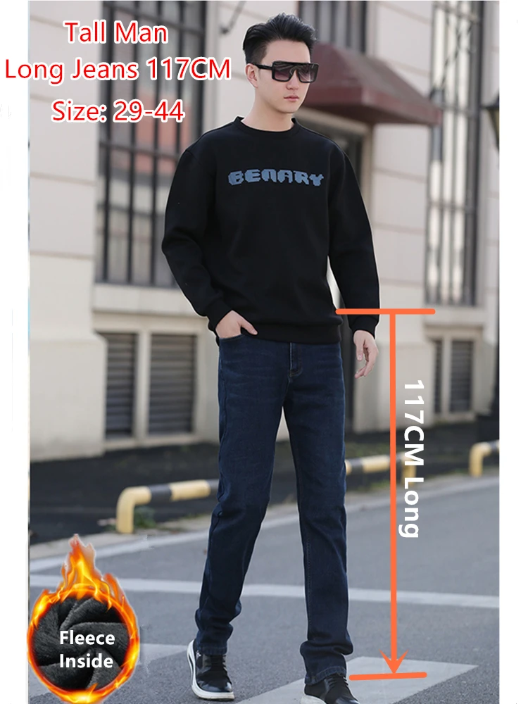 Fleece Jeans For Tall Men Winter Black Denim 117CM Extra Long Plus Size 44 42 Slim Warm Straight Stretched Pants Large Trousers
Fleece Jeans For Tall Men Winter Black Denim 117CM Extra Long Plus Size 44 42 Slim Warm Straight Stretched Pants Large Trousers