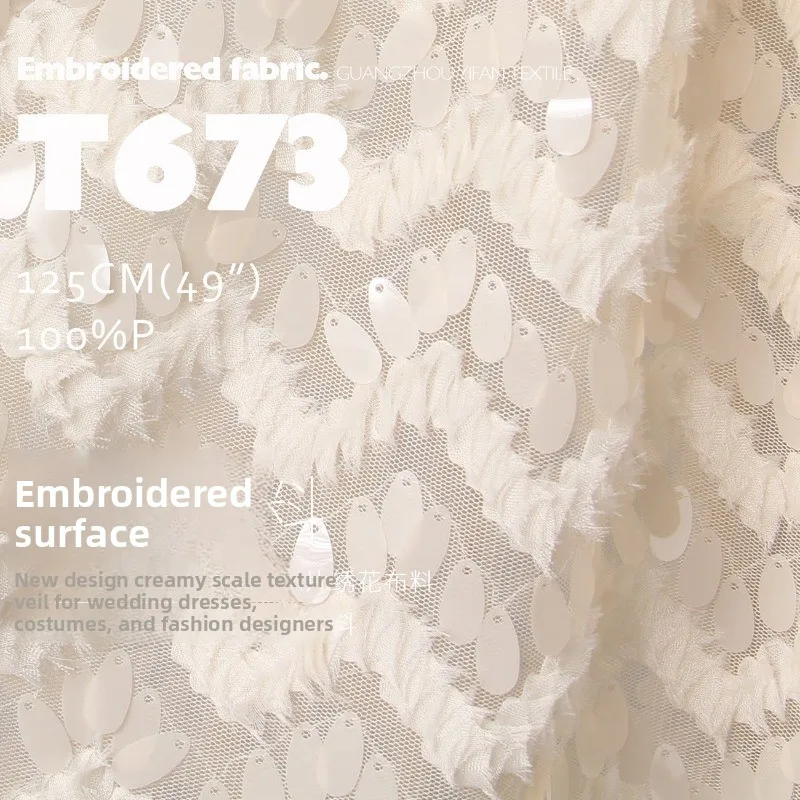 Mesh Scale Pattern Bead Embroidered Fabric for Veil Wedding Dress Clothing Design Cloth Diy By The Yard Sewing Material
Mesh Scale Pattern Bead Embroidered Fabric for Veil Wedding Dress Clothing Design Cloth Diy By The Yard Sewing Material