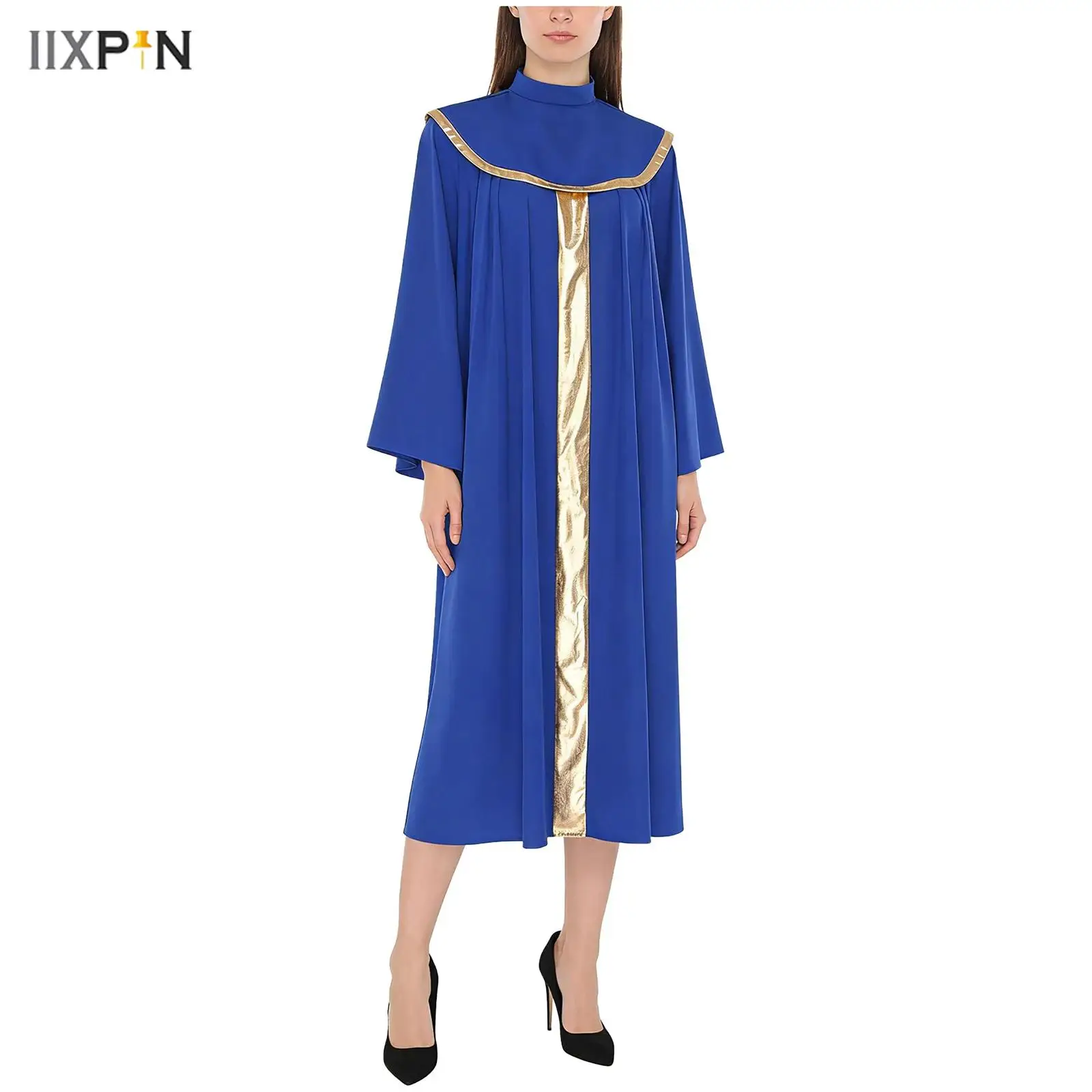 Womens Church Choir Robes Metallic Shiny Patchwork Collar Overlay Flared Long Sleeve Cassock Robe for Priest Cleric Cosplay
Womens Church Choir Robes Metallic Shiny Patchwork Collar Overlay Flared Long Sleeve Cassock Robe for Priest Cleric Cosplay