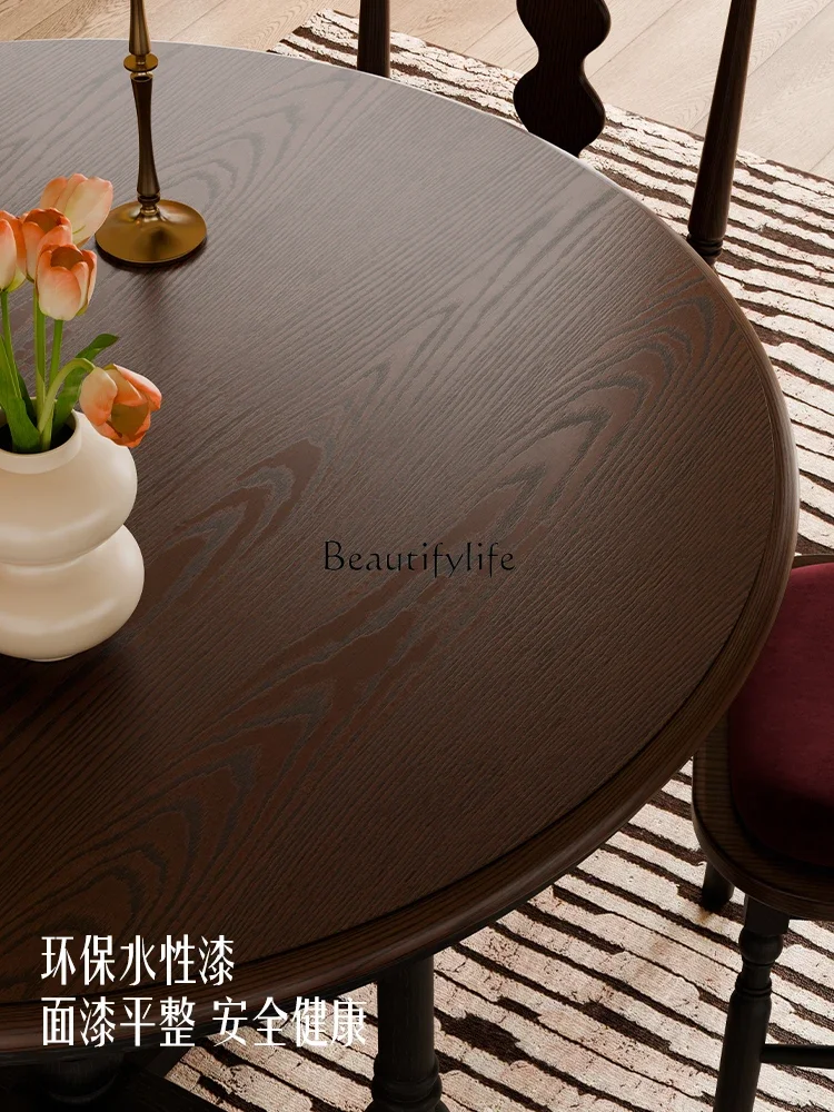 ld14 French-style Round Dining Table Vintage Solid Wood Mid-century Minimalist Dining Table
ld14 French-style Round Dining Table Vintage Solid Wood Mid-century Minimalist Dining Table