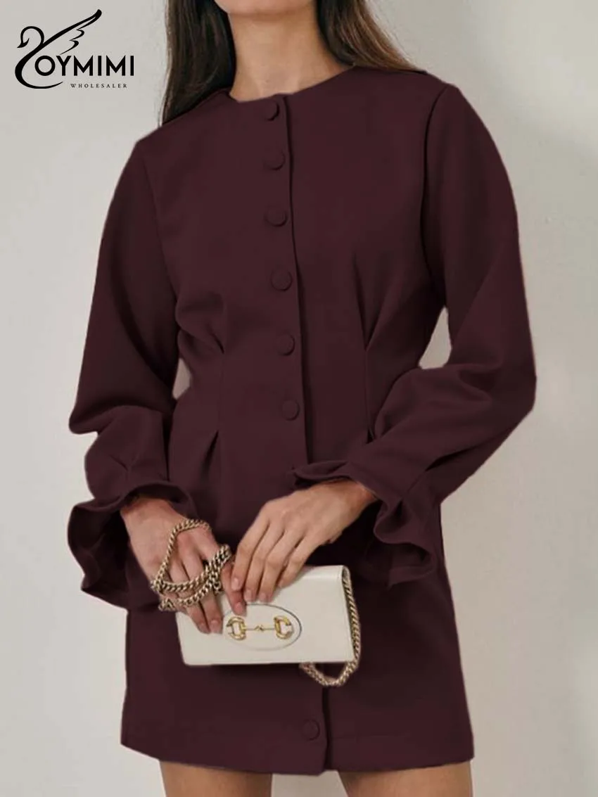 Oymimi Elegant Wine Red O-Neck Dresses 2025 Woman Casual Long Sleeve Single Breasted Dresses Fashion New Straight Mini Dress
Oymimi Elegant Wine Red O-Neck Dresses 2025 Woman Casual Long Sleeve Single Breasted Dresses Fashion New Straight Mini Dress