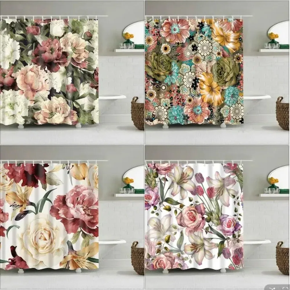 Watercolor Flower Shower Curtain, Vintage Plum Blossom Tropical Plant Green Leaf Bird Elegance, Bathroom Decor Set With Hooks
Watercolor Flower Shower Curtain, Vintage Plum Blossom Tropical Plant Green Leaf Bird Elegance, Bathroom Decor Set With Hooks