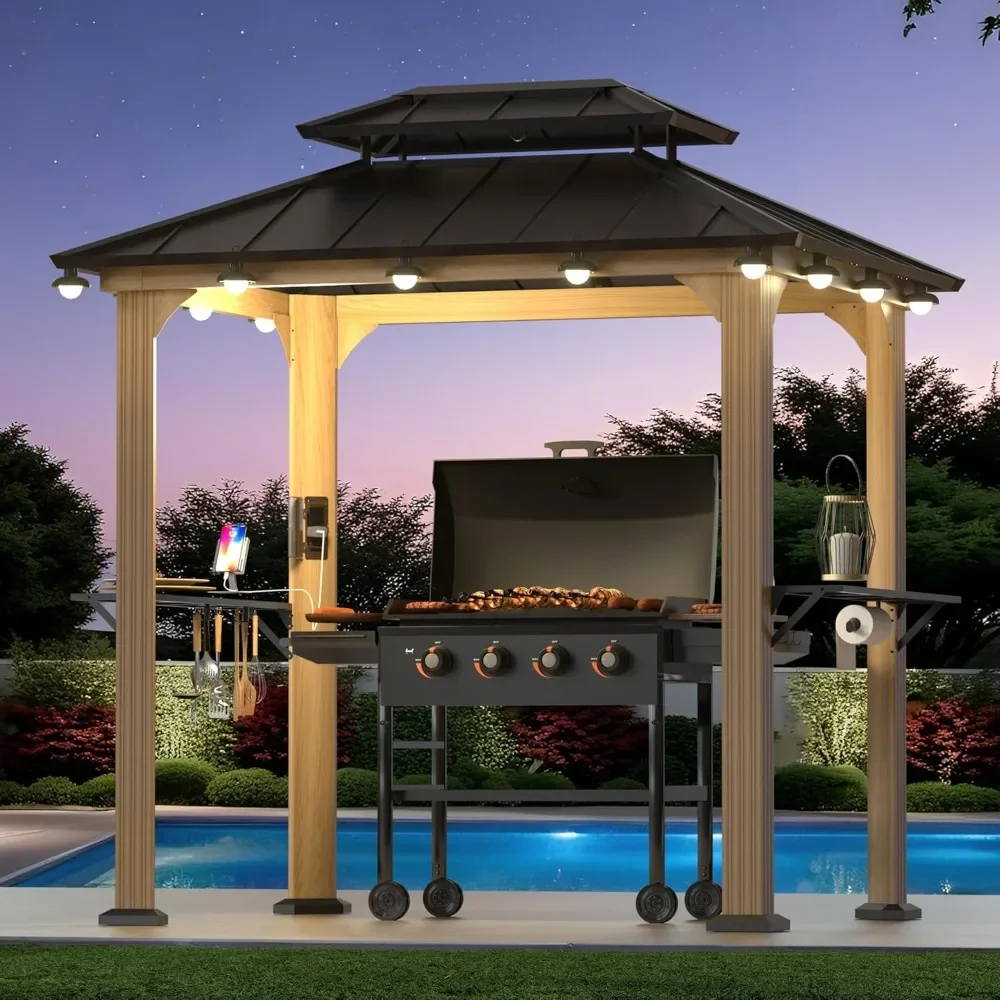 Grill Gazebo 6'x8' w/Aluminum Frame BBQ Gazebo w/Galvanized Steel Roof, Side Shelves, Paper Towel Holder, and USB Charging Ports
Grill Gazebo 6'x8' w/Aluminum Frame BBQ Gazebo w/Galvanized Steel Roof, Side Shelves, Paper Towel Holder, and USB Charging Ports