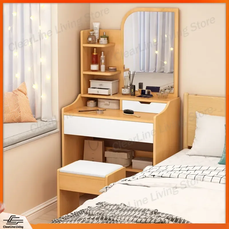 Modern Minimalist Dresser Table 60cm Small Bedroom Makeup Vanity Desk with Storage Drawers for Women Home Organization
Modern Minimalist Dresser Table 60cm Small Bedroom Makeup Vanity Desk with Storage Drawers for Women Home Organization