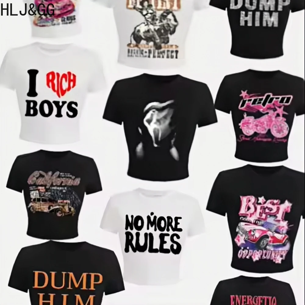 HLJ&GG Summer New Letter Print Tshirts Women Round Neck Short Sleeve Slim Crop Tops Fashion Y2K Female Tee Digital Tops Clothing 
HLJ&GG Summer New Letter Print Tshirts Women Round Neck Short Sleeve Slim Crop Tops Fashion Y2K Female Tee Digital Tops Clothing