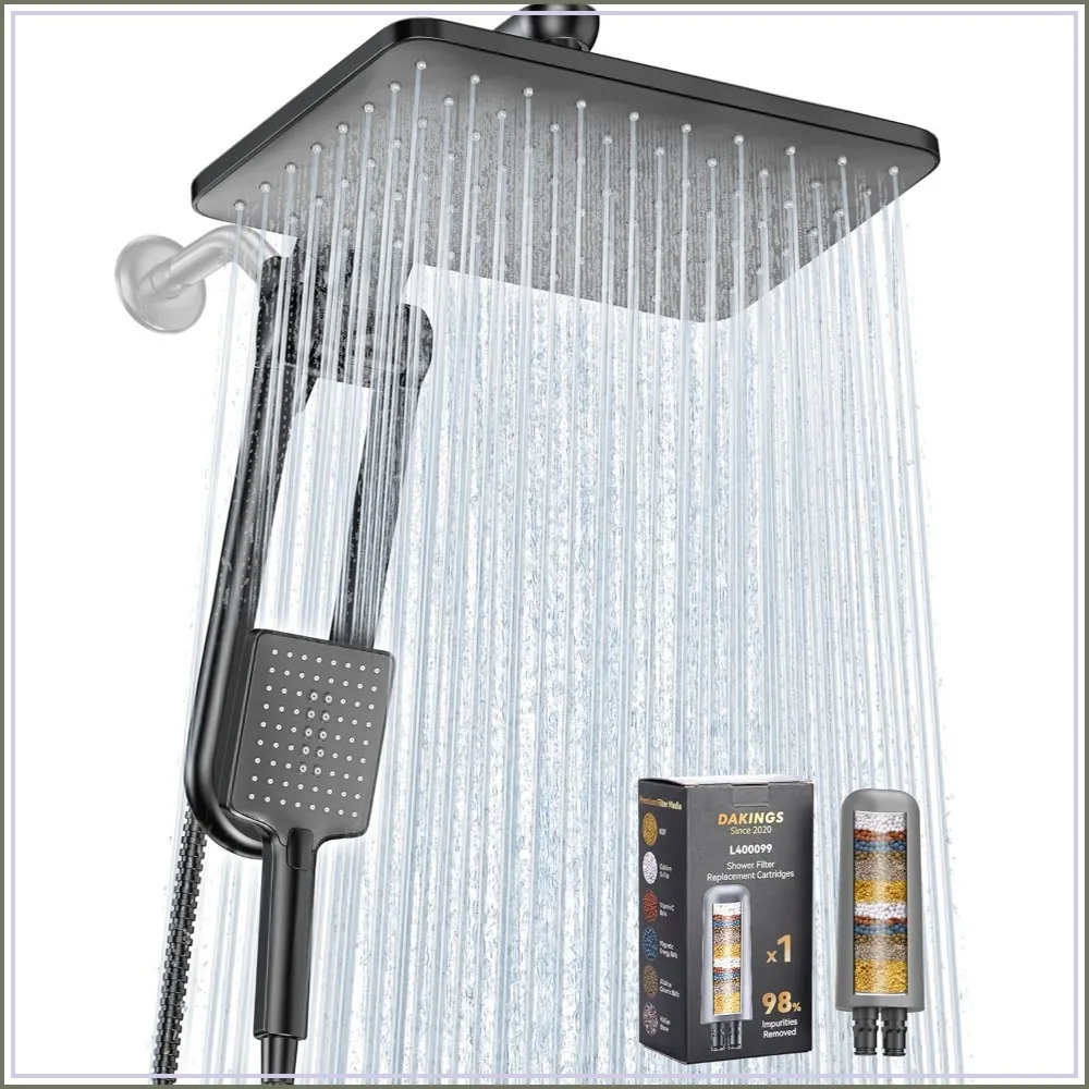 Dual Filtered Rainfall Handheld Shower Head Spray Combo, 7-Mode High Flow Rain Handheld Spray With Fixed Showerhead, 11" Matte Black
Dual Filtered Rainfall Handheld Shower Head Spray Combo, 7-Mode High Flow Rain Handheld Spray With Fixed Showerhead, 11" Matte Black