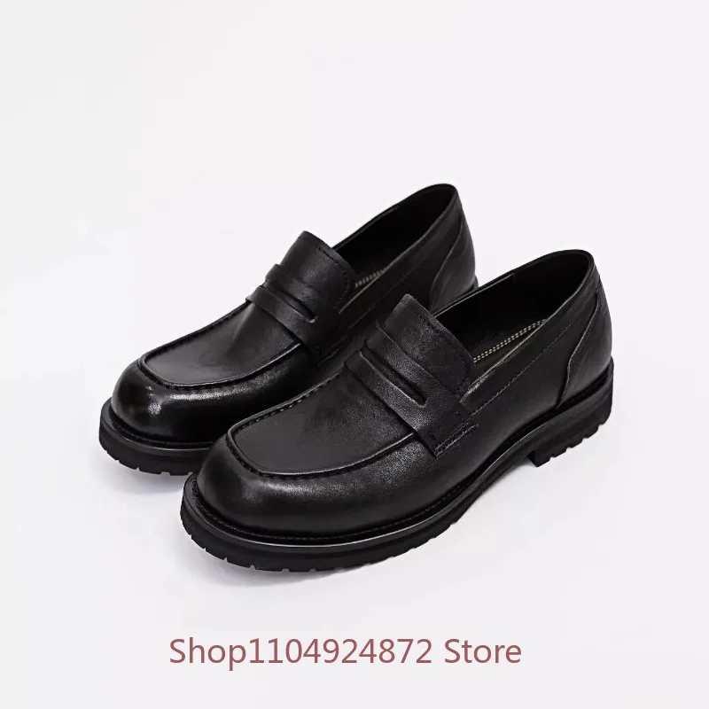 Retro Genuine Leather Loafers Men's Shoes Designer Round Toe Thick Soled Black Commuting Work Casual Business Shoes Male
Retro Genuine Leather Loafers Men's Shoes Designer Round Toe Thick Soled Black Commuting Work Casual Business Shoes Male
