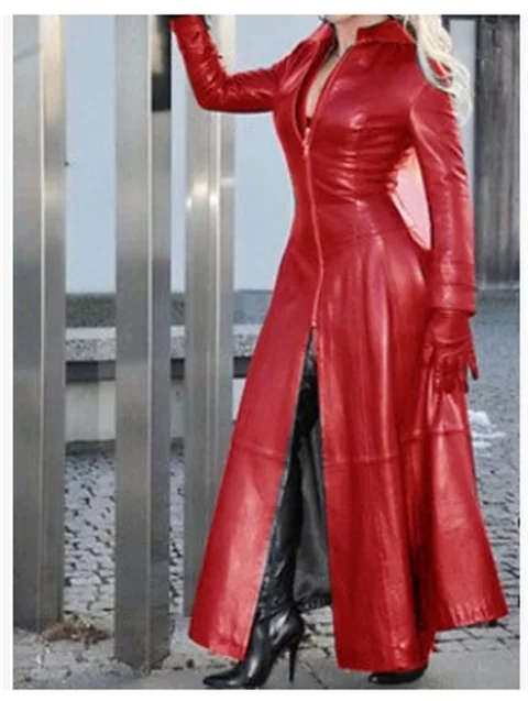 Autumn Winter New Sle Ultra Long Zipper Stand Collar plus Size Slim Fit Pure Color Leather Jaet Women's Faionable
Autumn Winter New Sle Ultra Long Zipper Stand Collar plus Size Slim Fit Pure Color Leather Jaet Women's Faionable