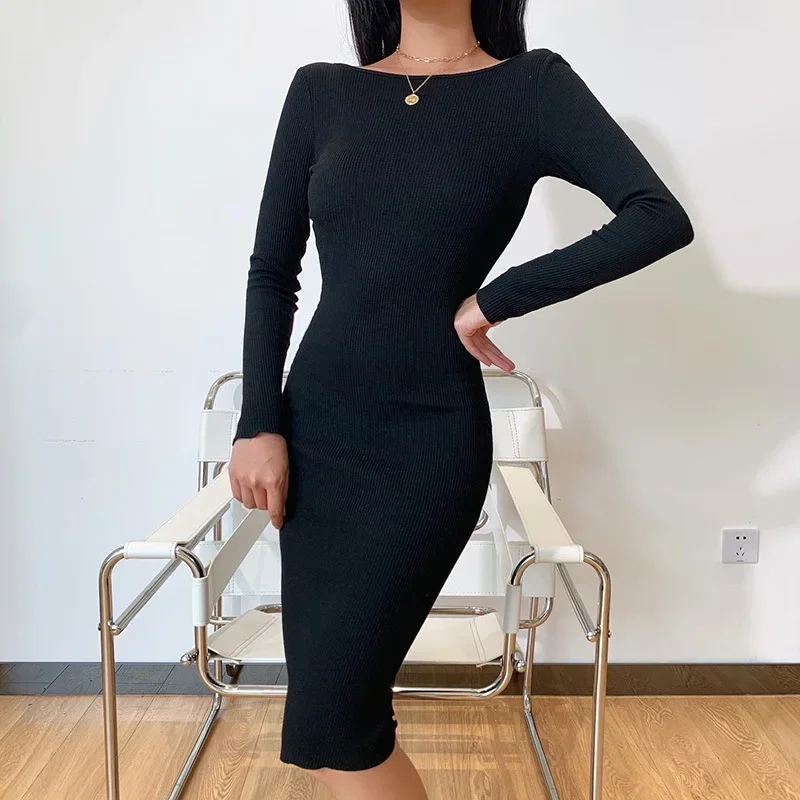 Round Neck Fashion Sexy Chain Backless Slim Dress Women 2023 Autumn and Winter New Women's Tide Long-sleeved Temperament Skirt
Round Neck Fashion Sexy Chain Backless Slim Dress Women 2023 Autumn and Winter New Women's Tide Long-sleeved Temperament Skirt