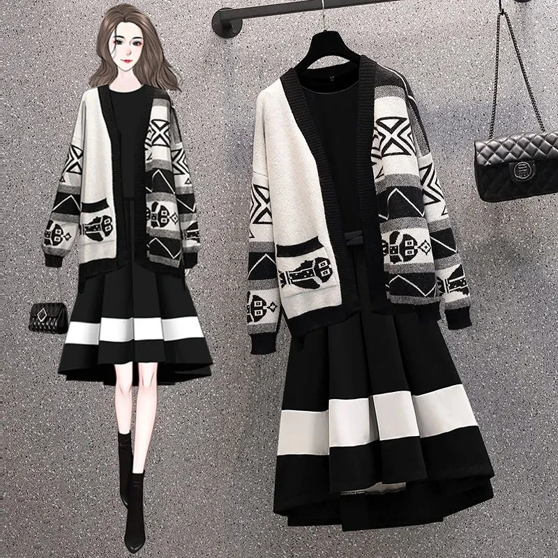 Large size women's autumn suits 2022 new models cover the flesh and show thin sweater cardigan waist dress two-piece trendy
Large size women's autumn suits 2022 new models cover the flesh and show thin sweater cardigan waist dress two-piece trendy