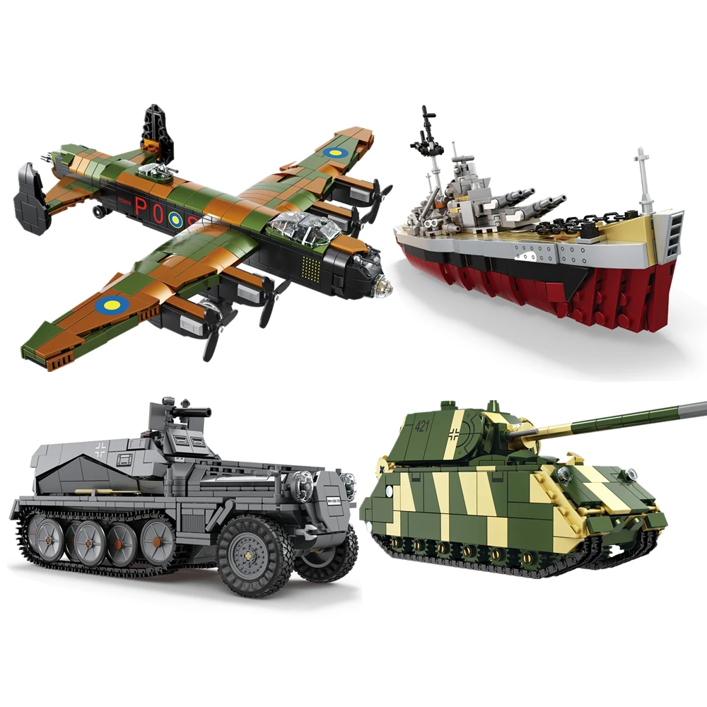 Конструктор «Солдат армии Второй мировой войны, линкор «Бисмарк», бронемашина, стратегический бомбардировщик»
Конструктор «Солдат армии Второй мировой войны, линкор «Бисмарк», бронемашина, стратегический бомбардировщик»