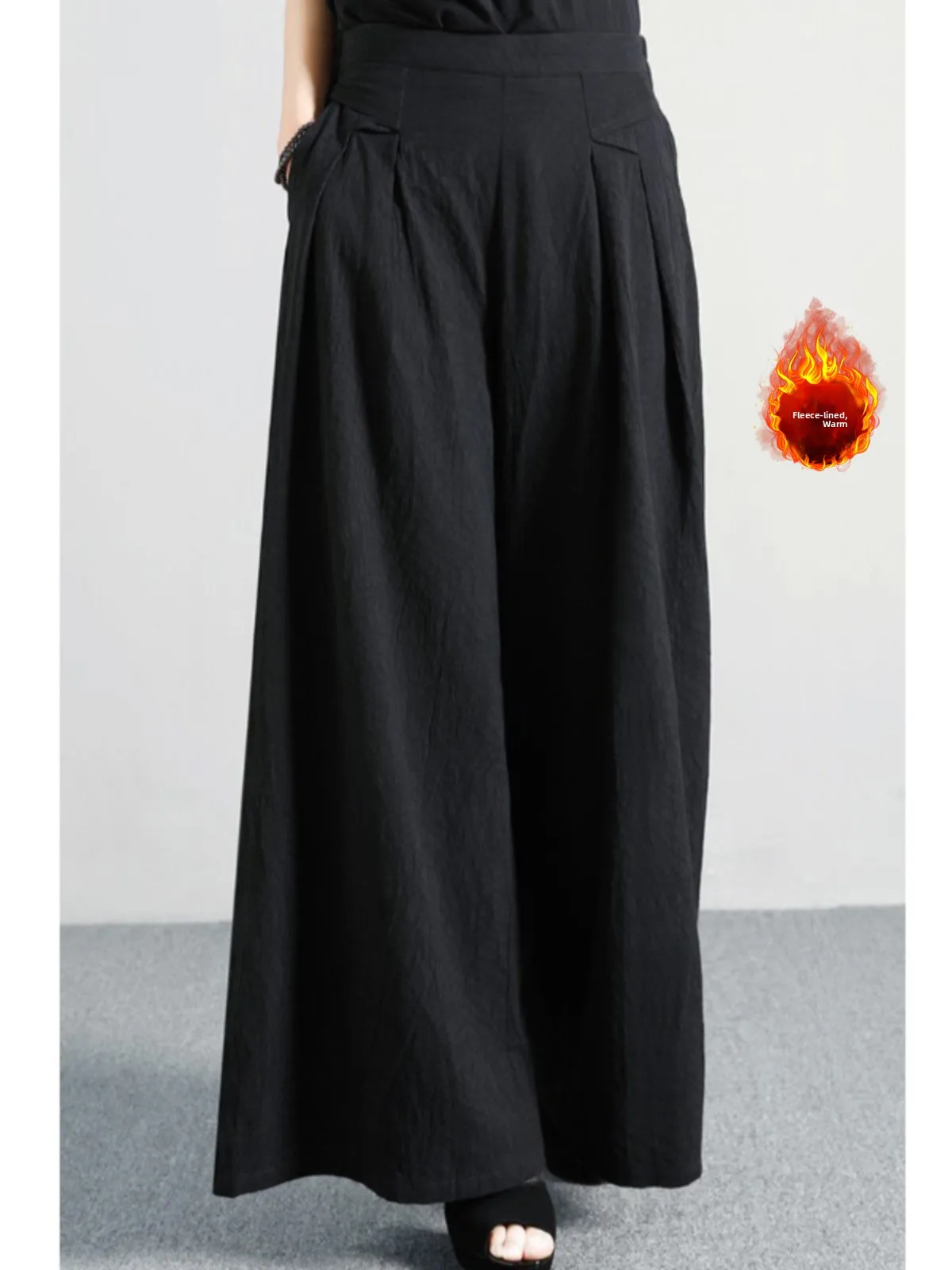 Зимние модные плиссированные утягивающие широкие брюки с высокой талией, цветные прямые повседневные брюки на подкладке, большие размеры для женщин 
Зимние модные плиссированные утягивающие широкие брюки с высокой талией, цветные прямые повседневные брюки на подкладке, большие размеры для женщин