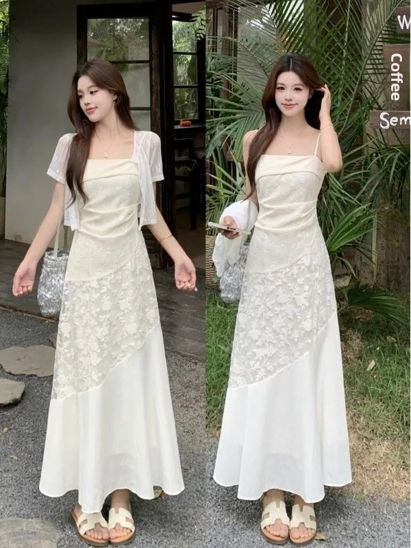 plus Size Gentle White Strap Dress Summer Fat MM Lace Open Cardigan Two-Piece Set Waist Cinching Long Skirt Elegant Commute S...
plus Size Gentle White Strap Dress Summer Fat MM Lace Open Cardigan Two-Piece Set Waist Cinching Long Skirt Elegant Commute S...
