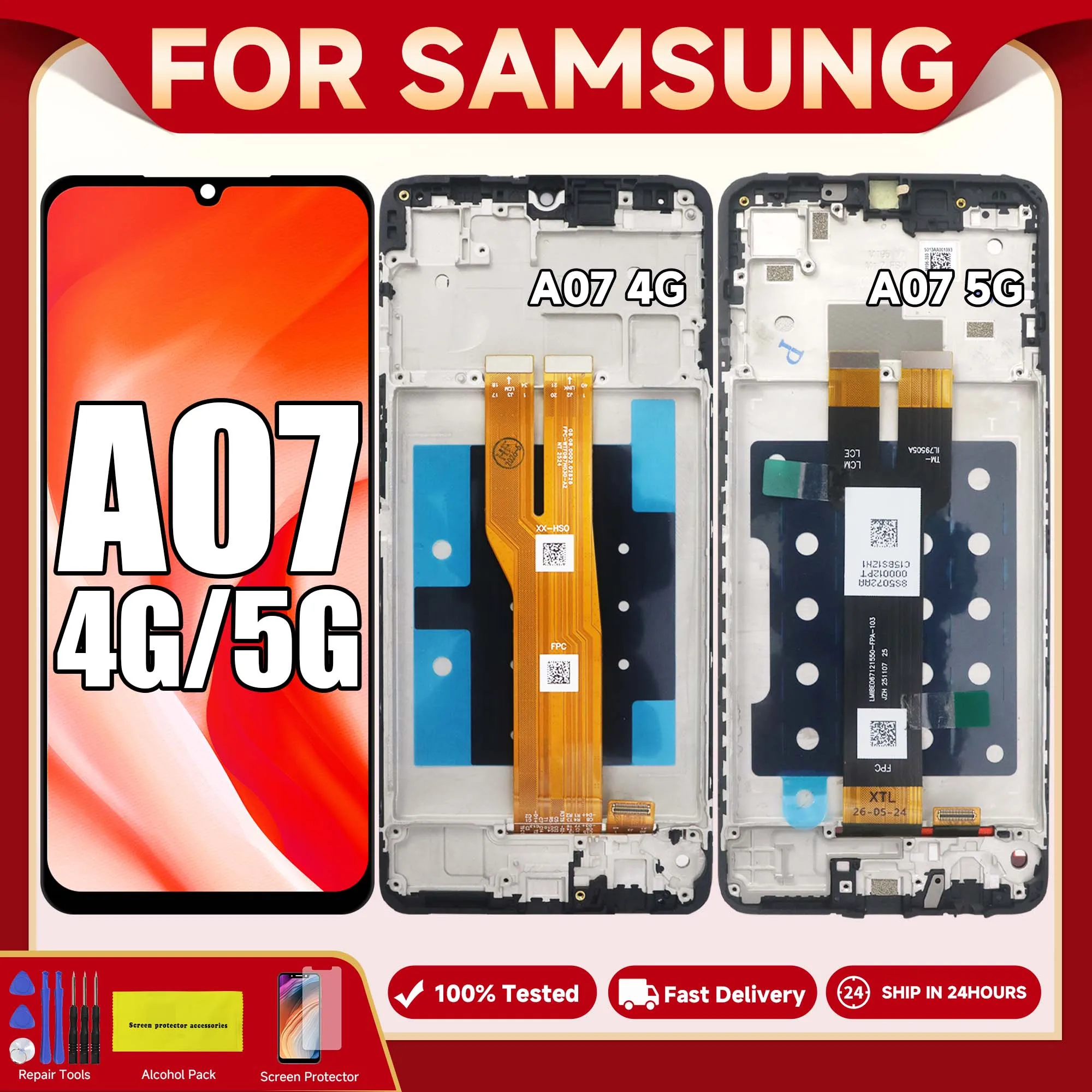 6.7'' Display For SAMSUNG A07 4G/5G A075F/DS SM-A076B LCD Touch Screen Digitizer Assembly Replacement
6.7'' Display For SAMSUNG A07 4G/5G A075F/DS SM-A076B LCD Touch Screen Digitizer Assembly Replacement