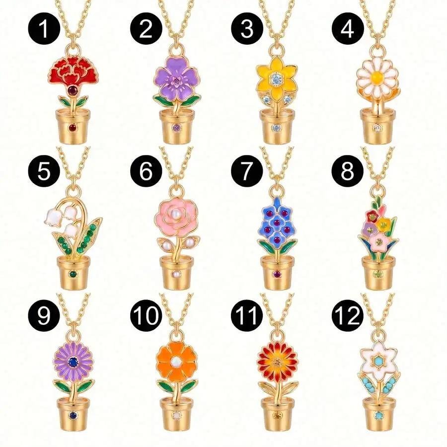 Enamel Flower Pot Pendant Necklace With Crystal Pearl Accents Dainty Chain Garden Theme Jewelry For Women
Enamel Flower Pot Pendant Necklace With Crystal Pearl Accents Dainty Chain Garden Theme Jewelry For Women