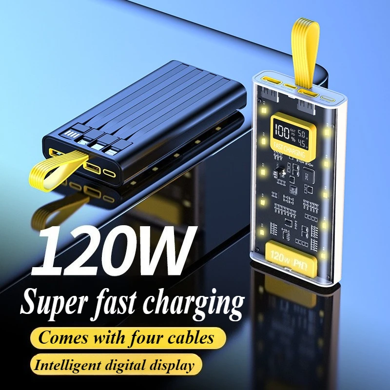 Прозрачный внешний аккумулятор емкостью 20000 мАч с кабелем, сверхбыстрая зарядка 120 Вт, портативное зарядное устройство для телефона, внешний аккумулятор, вспомогательная батарея
Прозрачный внешний аккумулятор емкостью 20000 мАч с кабелем, сверхбыстрая зарядка 120 Вт, портативное зарядное устройство для телефона, внешний аккумулятор, вспомогательная батарея