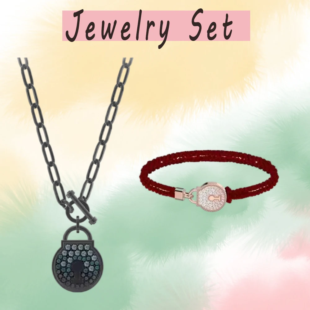 New Black Braided Rope Lock Head Design Bracelet Green Necklace Set Fashionable Romantic Exquisite Gift
New Black Braided Rope Lock Head Design Bracelet Green Necklace Set Fashionable Romantic Exquisite Gift