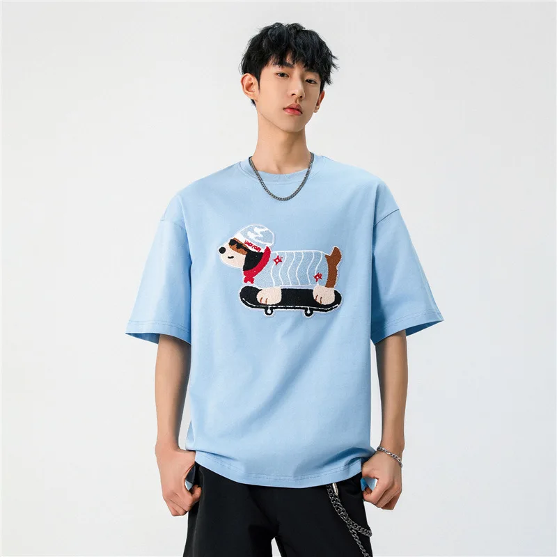 Korean Style Cute Dog Embroidery T-Shirt Summer Clean Fit Couple Tee Cartoon Animal Pattern Round Neck Short Sleeve Tshirt
Korean Style Cute Dog Embroidery T-Shirt Summer Clean Fit Couple Tee Cartoon Animal Pattern Round Neck Short Sleeve Tshirt